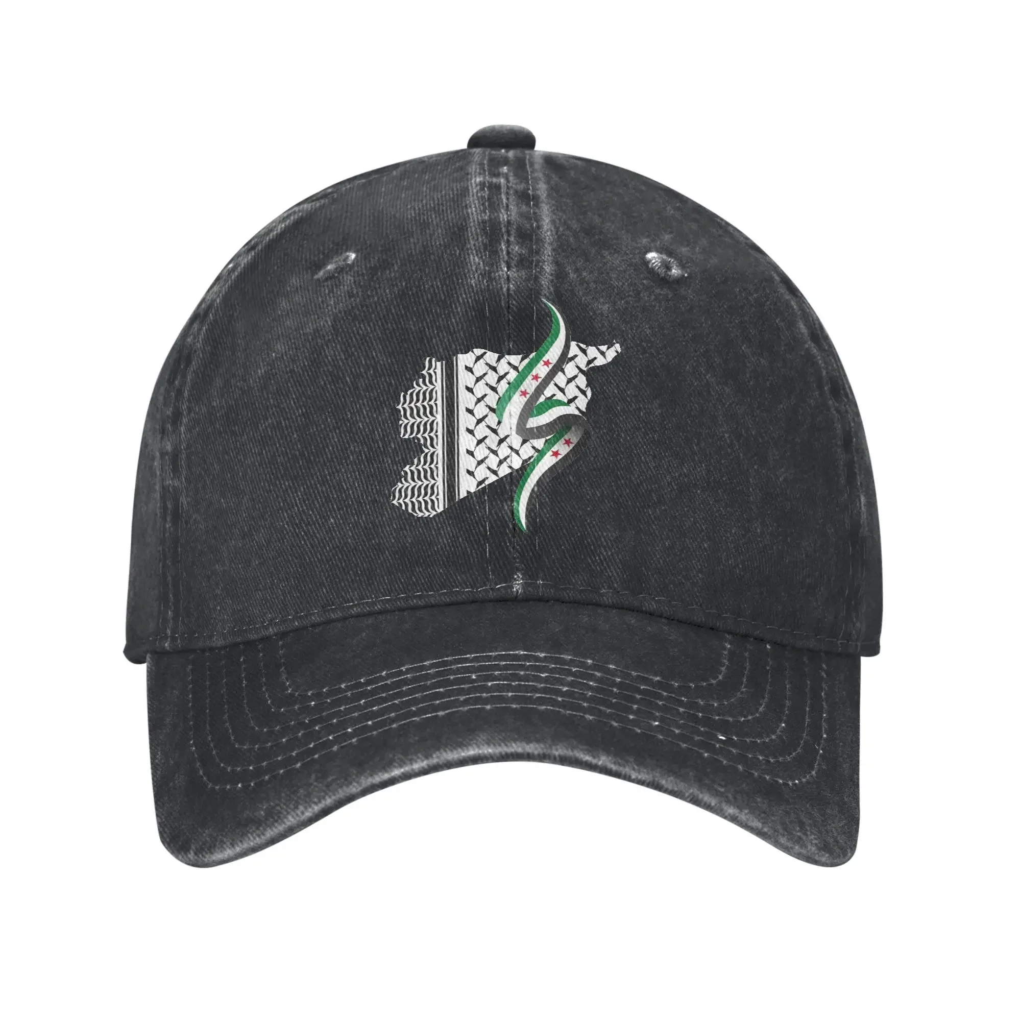 Topi Bisbol Gaya Uniseks Bendera Suriah Topi Distressed Washed untuk Aktivitas Luar Ruangan Kasual Penutup Kepala yang Dapat Disesuaikan
