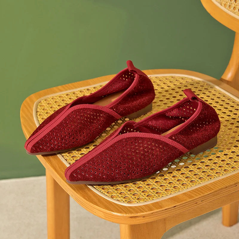 1.5cm verão ponto toe camurça vaca couro genuíno sandálias femininas moda senhoras sandálias étnicas deslizamento em chinelos sapatos