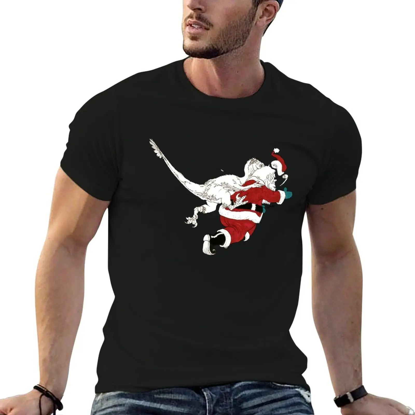 

Love personalised shirt t shirt man T-Shirt anime SantaRaptor Hug t cotton tshirt