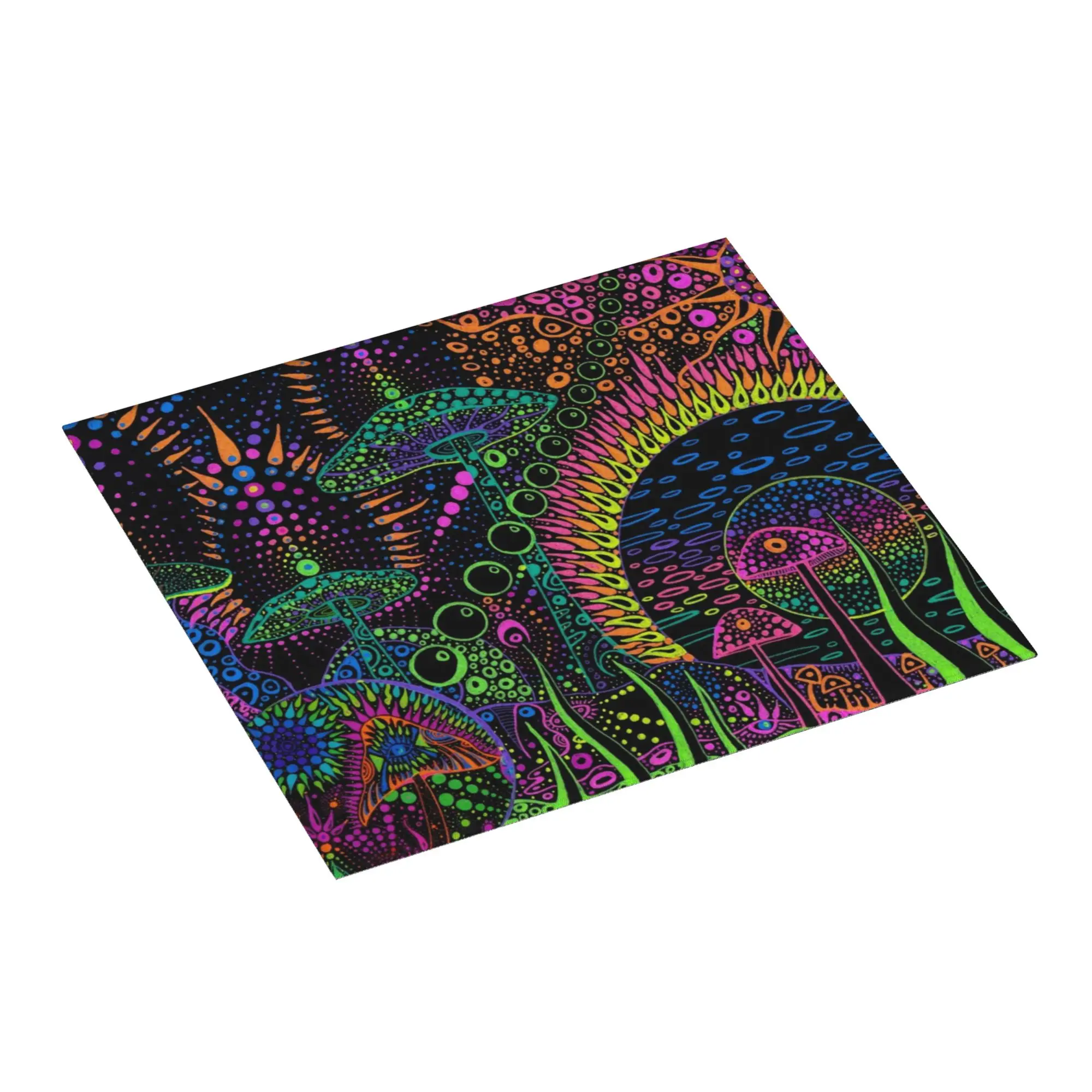 Drying Mat For Kitchen Magic Mushroom Trippy Psychedelic Neon Pastel Goth Barware Tableware Washable Kitchen Sink Drying Pad