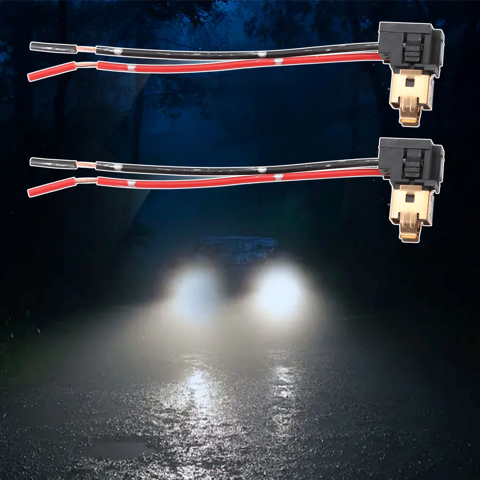 2Pcs H1 H3 Socket Wiring Harness Connector LED Headlight Adapter Plug Extension Copper Core Double Wire Bakelite Plug