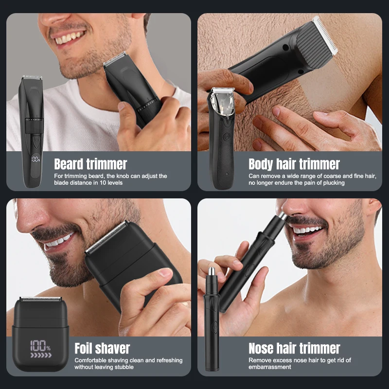 Unicorn 4-in-1 Men's Multi functional Hair Clipper Set Nose Hair Trimmer Electric Shaver and Beard Trimmer Grooming Tools Set