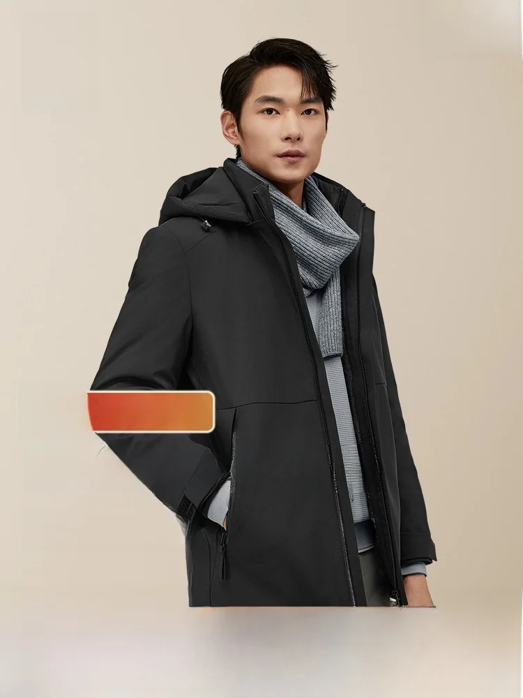 Three-in-One Men's down Jacket Casual Warm Detachable Urban Fashion Style Removable Hood Autumn Winter Outerwear Coat