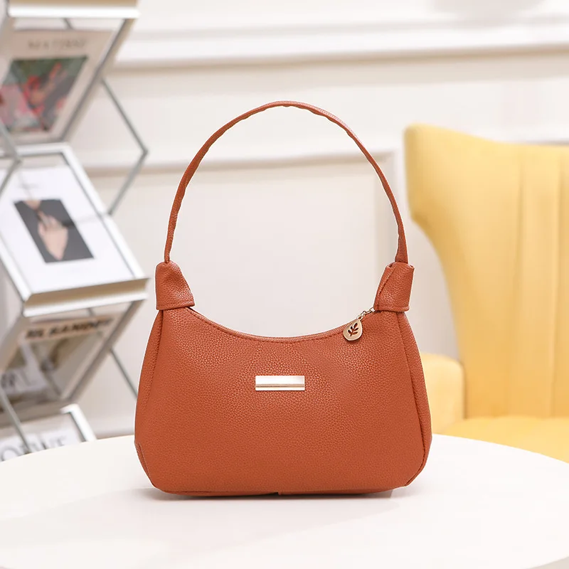 Fashion Women's Shoulder Bag Handbags Casual Female Tote Bags Versatile Lychee Pattern PU Leather Solid Color Lady Underarm Bag