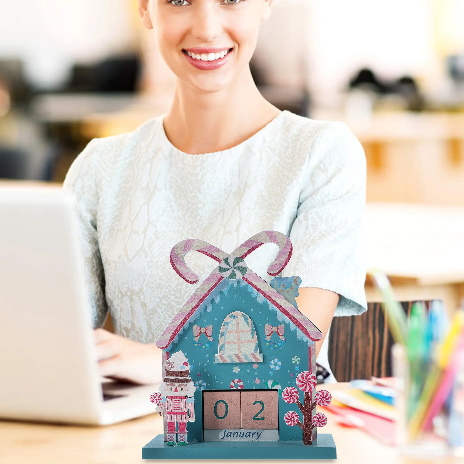 2025 عيد الميلاد خشبية العد التنازلي التقويم سطح المكتب كتلة ديكور كسارة البندق الجندي تصميم عطلة الجدول الديكور للمنزل و #2