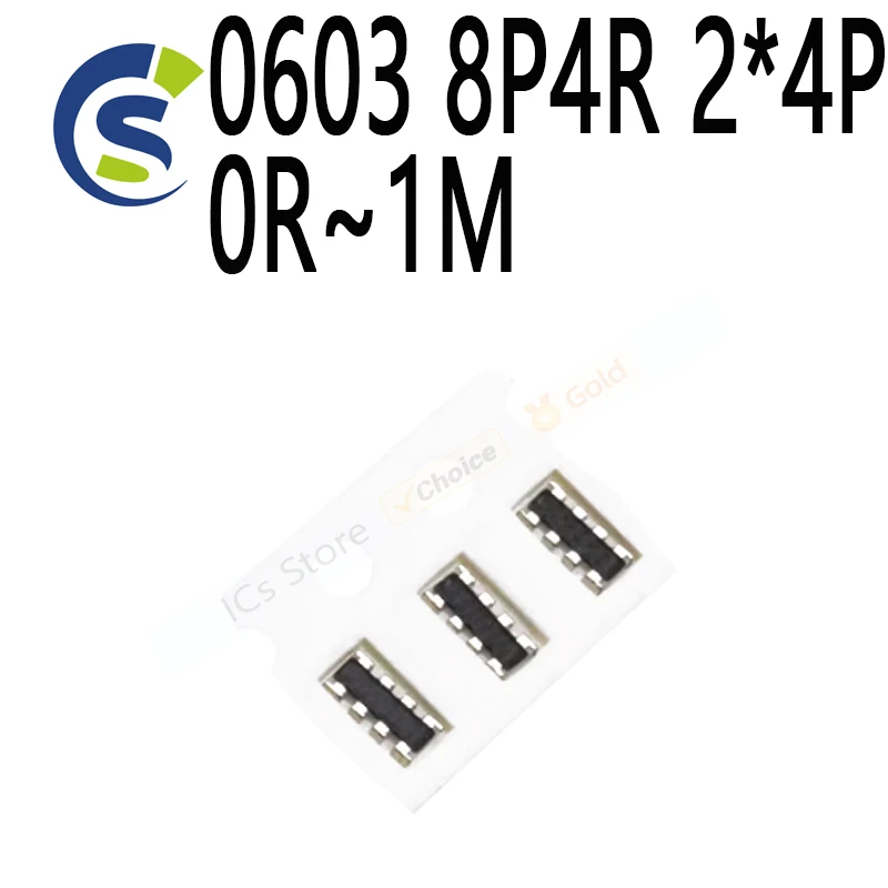 

100 шт., сетевой резистор SMD array1 10 22 47 100 220 330 470ohm 1K 2,2 K 4,7 K 10K 22K 47K 100K 220K 470K 10M 0603 8P4R 2*4P 0R ~ 1 м