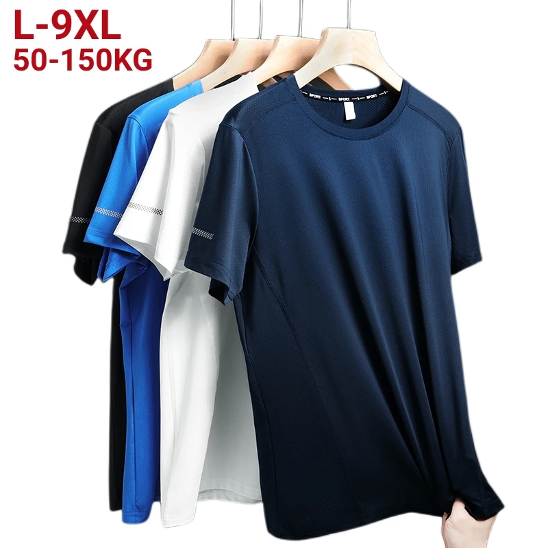 9xl Large Plus Size Quick Dry Short Sleeve T Shirt Gym Jerseys Fitness Trainer Running T-Shirt Teenager Breathable Sportswear