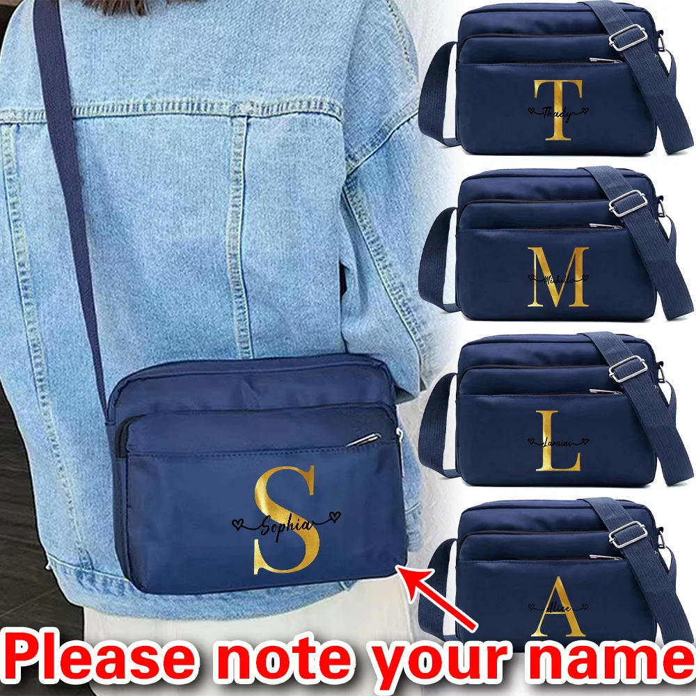 

Personalized Customization Name Crossbody Bag for Work Commuting Gold Letter Series Fashionable Shoulder Bag Crossbody Bag
