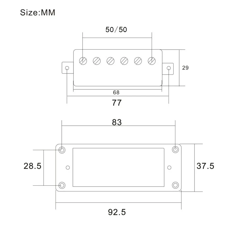 Mini Humbucker 68X29MM 6 Hole Electric Guitar Pickup Coil Splitting Pickup for LP Guitar (The Neck and Bridge are Universal)