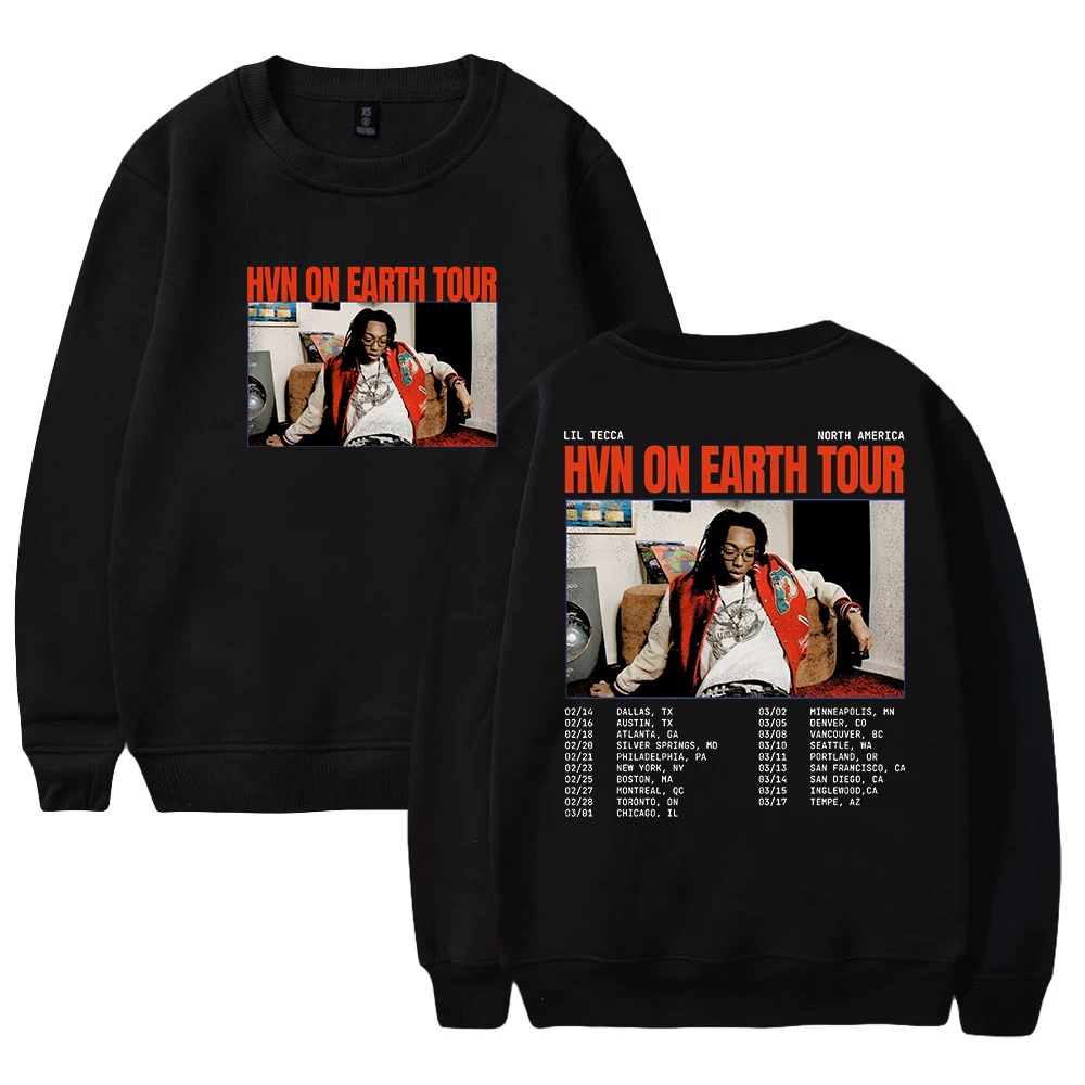 

Lil Tecca Hvn On Earth Tour 2024 Merch Crewneck Long Sleeve Streetwear Women Men Sweatshirt Hip Hop Clothes