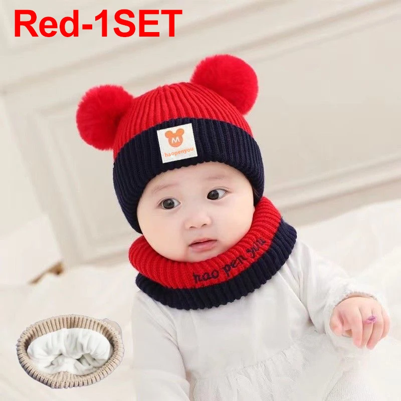 Niedliche Winter-Warme Kinder-Mützen für Mädchen und Jungen, Fleece-Wollmützen mit Bommel, Einfarbige Wollmützen mit Ohrenschutz, Weiche Neugeborenen-Mütze – Detail 10