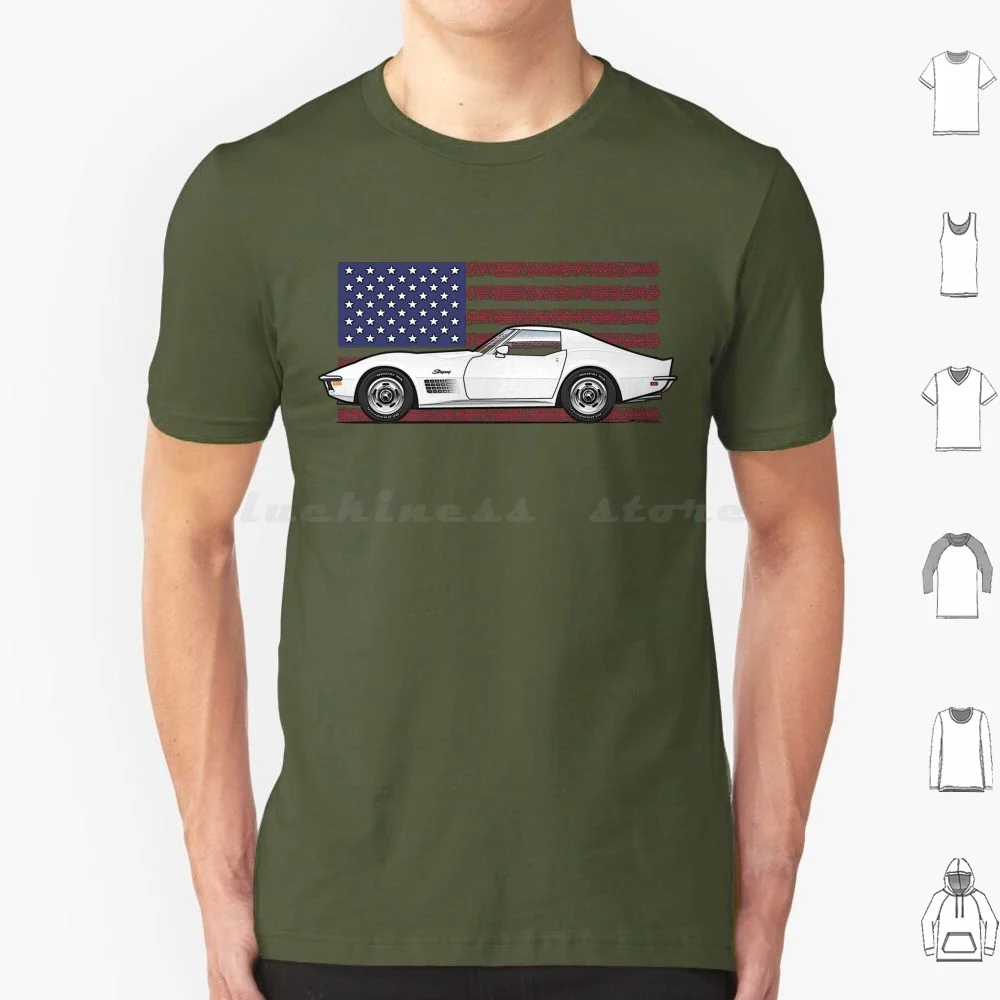 White 1970 T Shirt Cotton Men Women Diy Print 70 1970 71 1971 72 1972 V8 L46 350 396 Convertible Chevy Stingray Corvette Drag