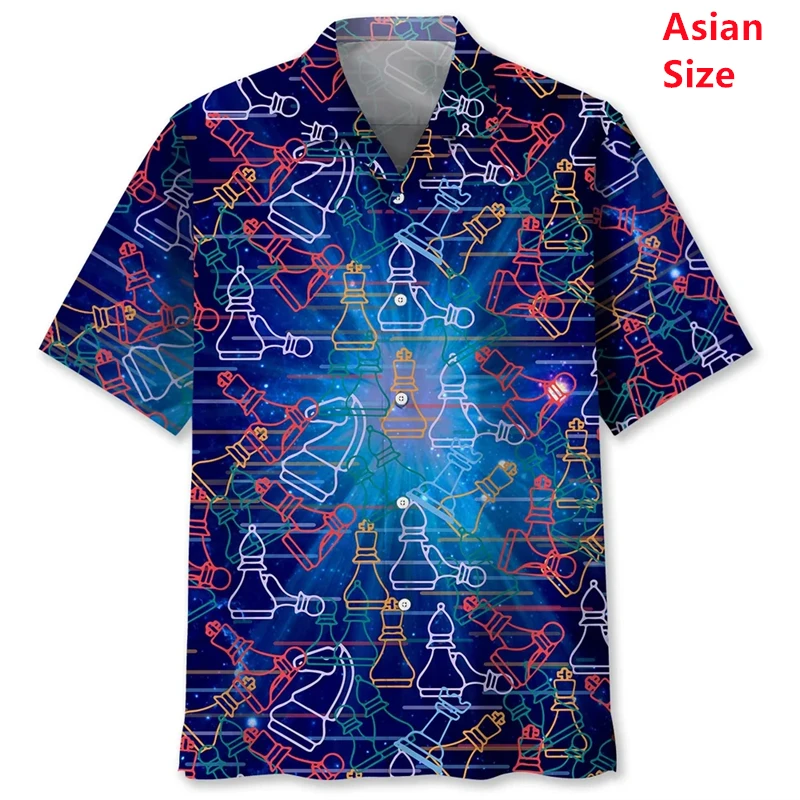 

Camo Chess Pattern Man Shirts 3D Printed Short Sleeve Loose Lapel Hawaiian Shirts Women Y2k Summer Street Button Blouses Tops