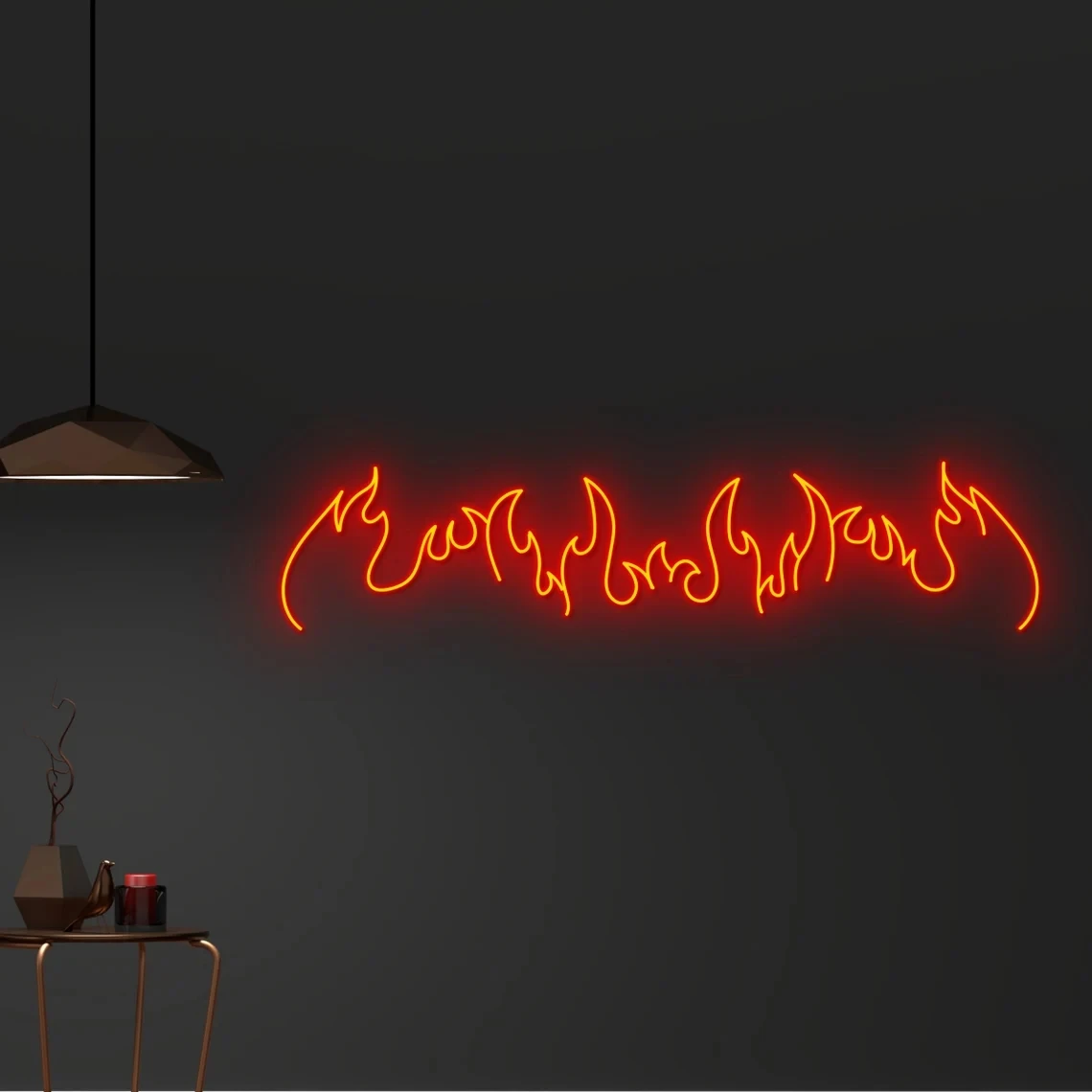 Flame Neon Sign for Room Decor, Fire LED Sign, Burning Bonfire, Modern Space Wall Art, bt