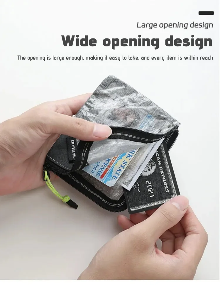 OCE GEAR Lightweight Wallet Ultra Light Waterproof Coin Purse Card Holder Durable Small Zipper Pouch Outdoor Camping Travel Gear