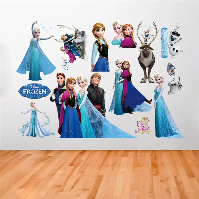 Lovely kids DIY Elsa sticker frozen Puzzle Children's room decoration kindergarten stickers cartoon pegatinas autocollant enfant