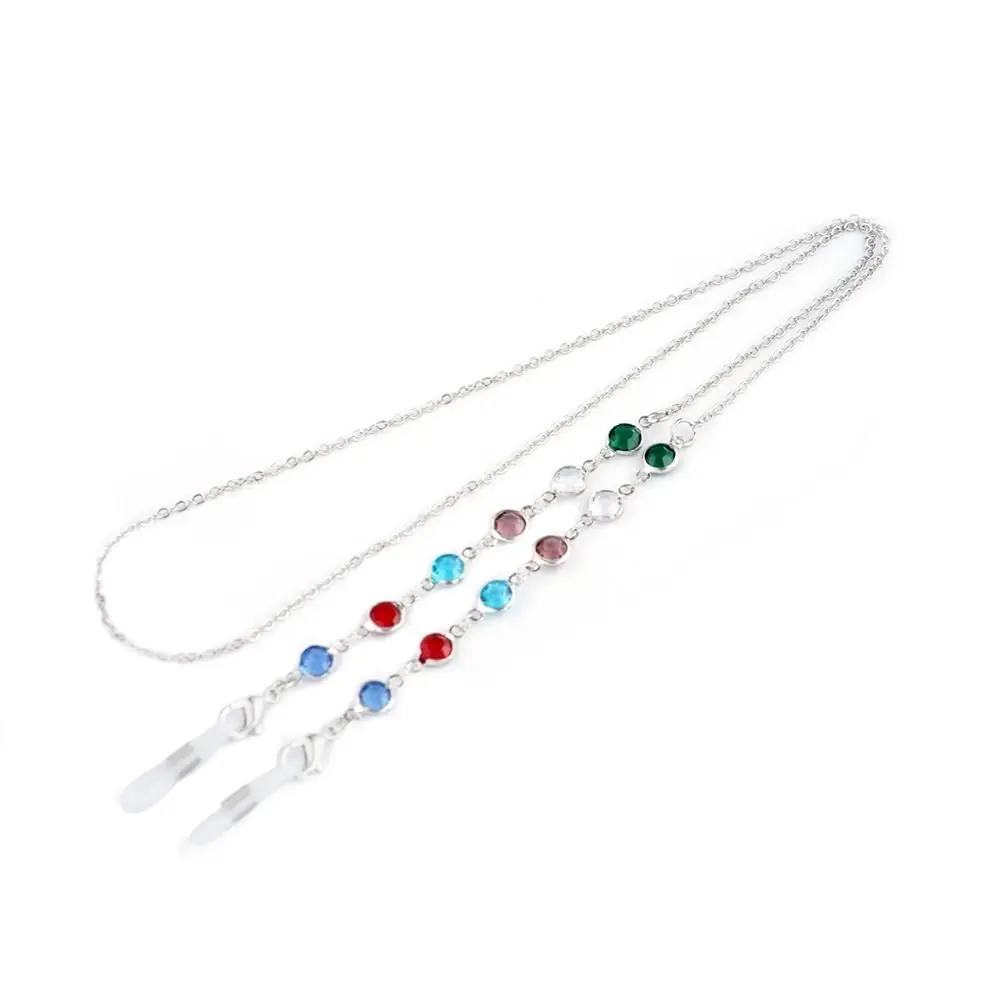 

Chain Mask Lanyard Anti-lost Metal Chain Colorful Rhinestone Mask Chain Sunglasses Chains Metal Glasses Chain Spectacle Cord