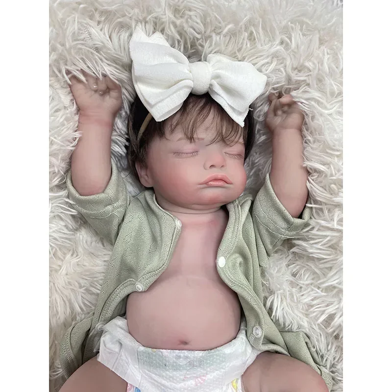 45cm Rosalie Reborn Baby Newborn Dolls Lifelike Soft Touch Full Body Soft Vinyl Layers Painting 3D Skin with Hand Rooted Hair