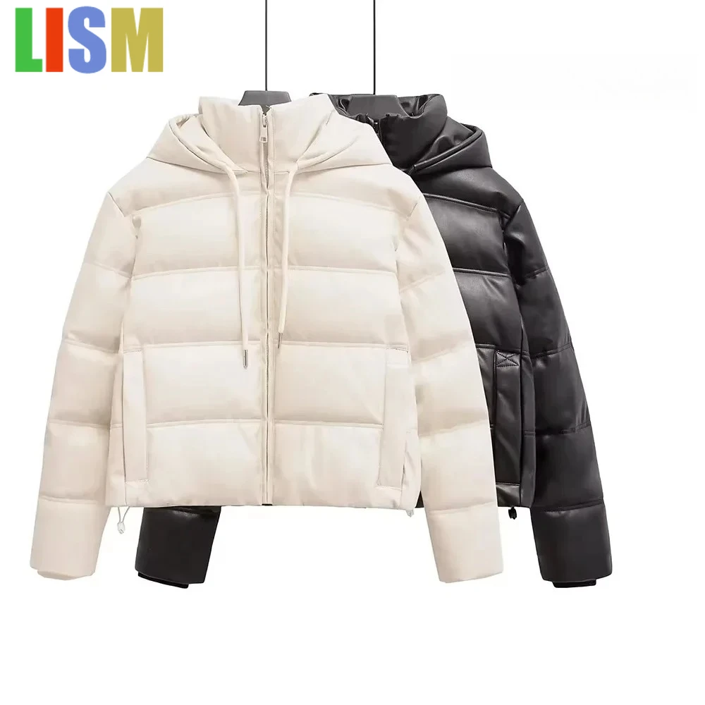 

LISM Winter coat female Wind-resistant Stylish Jackets Aesthetic Quilted Padded Casual Newset Outerwears Faux Leather Coats