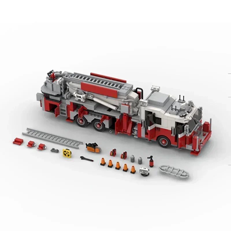 Moc cegły budowlane Model samochodu nowy jork wieża drabina wóz strażacki technologia modułowe klocki prezenty zabawki świąteczne zestawy do samodzielnego montażu