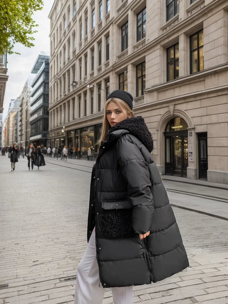 

Women Black Long Cotton Jacket 2025 Winter Female Plush Pocket Hooded Thicken Warm Coats Lady Pure Color Casual Jacket Parkas