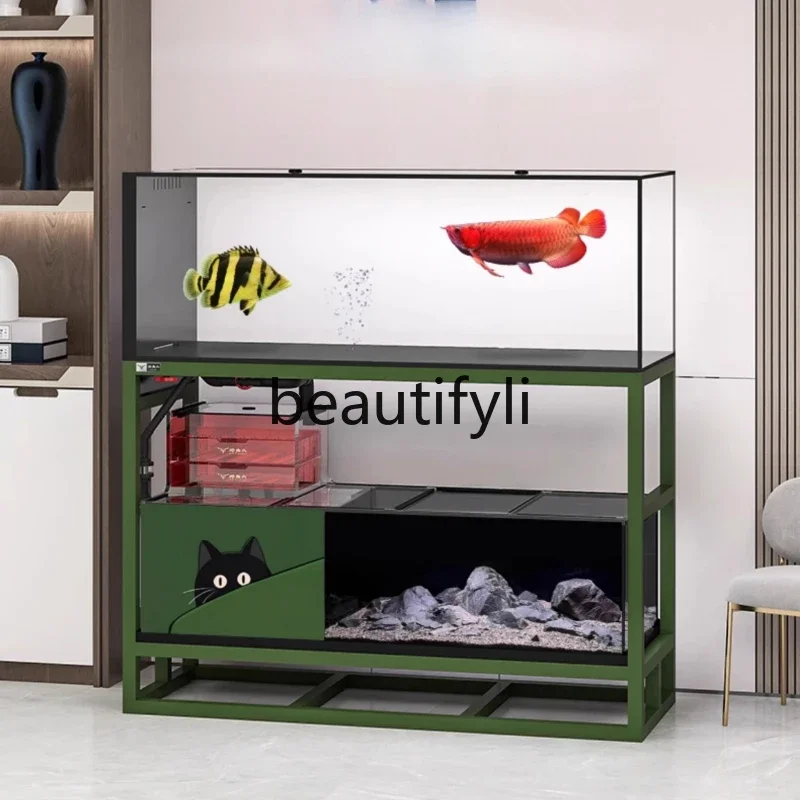 

Medium and large household ultra-white glass double-layer combination arowana stream tank aquarium