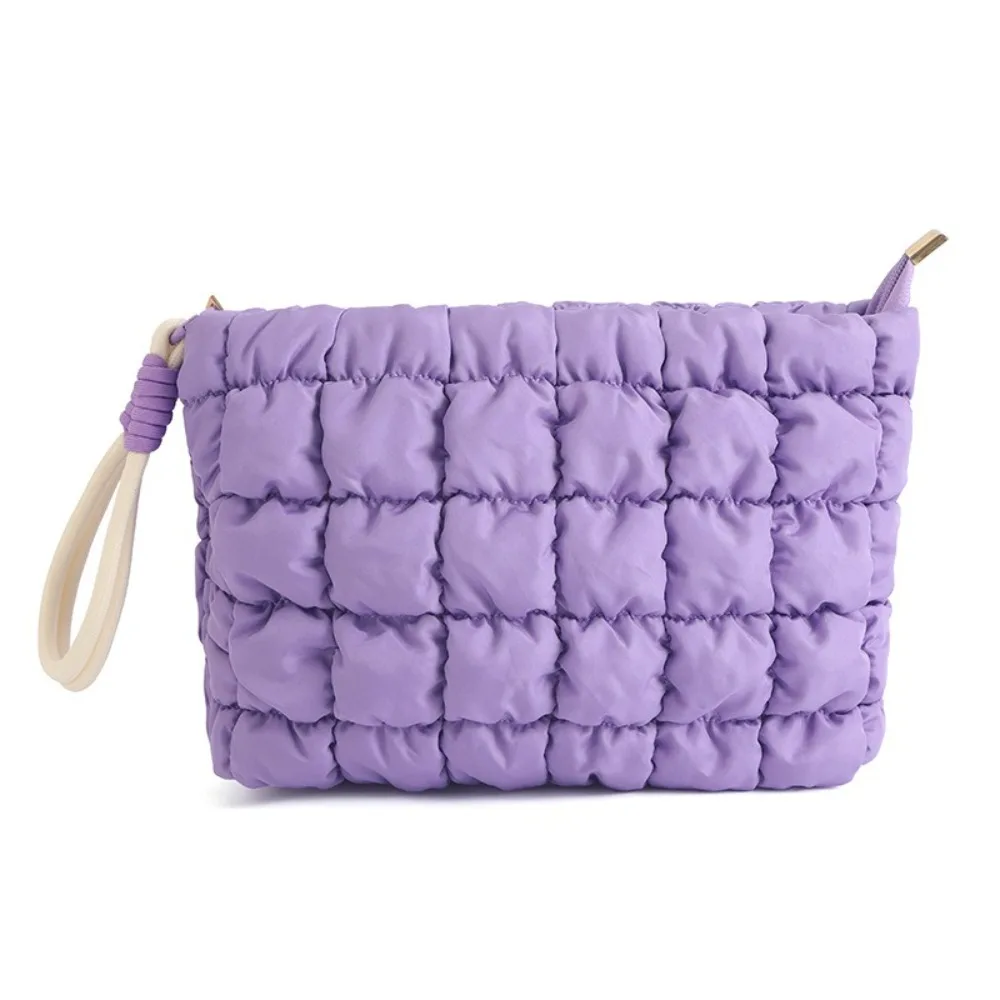

Cute Korean Style Puffy Makeup Pouch Solid Color With Zipper Cloud Handbag Large Capacity Soft Cosmetic Bag Women Girls