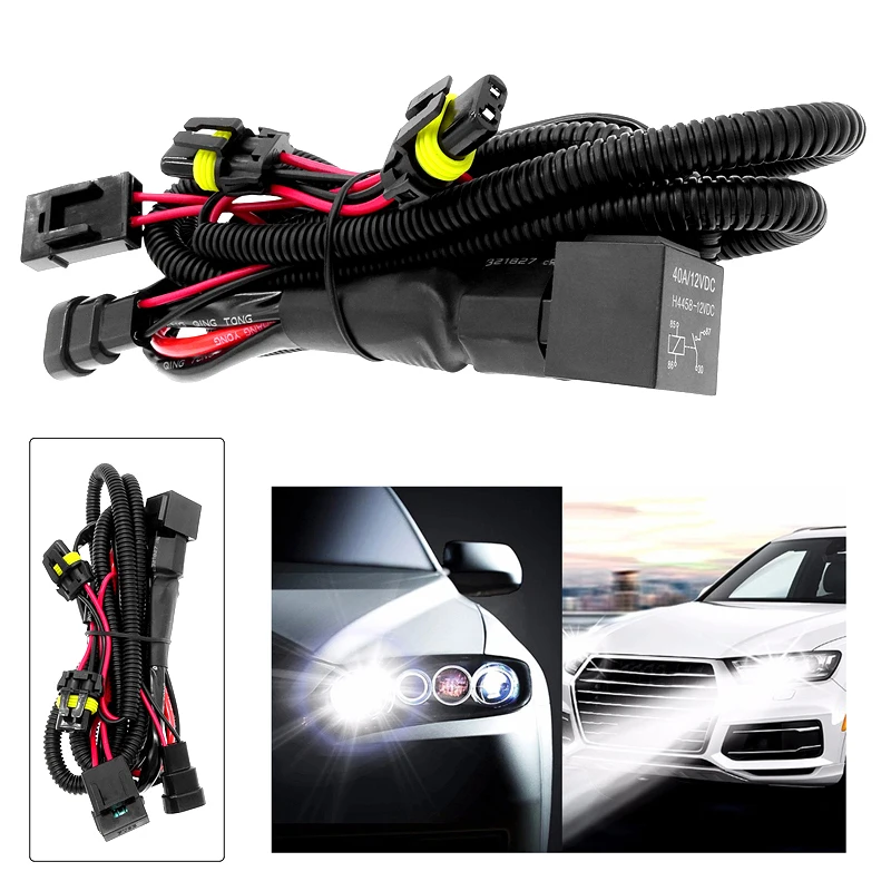 1 Pcs Xenon HID Wire Harenss Wire Light Controller Adapter Plugs Lamp HID Relay Harness Wiring For 9005 9006 H1 H13 H7 H8 H9 H11