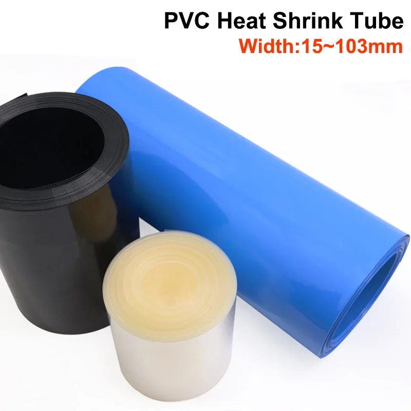 

2/3/5/10M PVC Heat Shrink Tube 18650 Width 15mm ~ 103mm Insulated Lithium Film Case Heat Shinkable Sheath Shrink Wrap