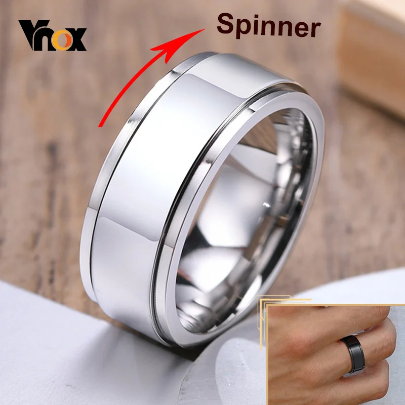 Pierścień obrotowy Vnox Spinner dla kobiet mężczyzn, 6/8mm solidna błyszcząca matowa obrączka, podstawowy prosty Casual klasyczny Retro pierścień braterski