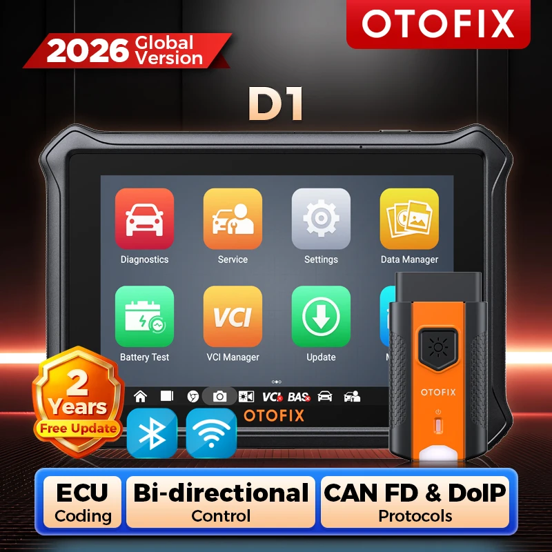 

Автомобильный сканер OTOFIX D1 Bluetooth с двунаправленным управлением, диагностический инструмент OBD2 уровня OE для всех систем, 2 года бесплатных обновлений