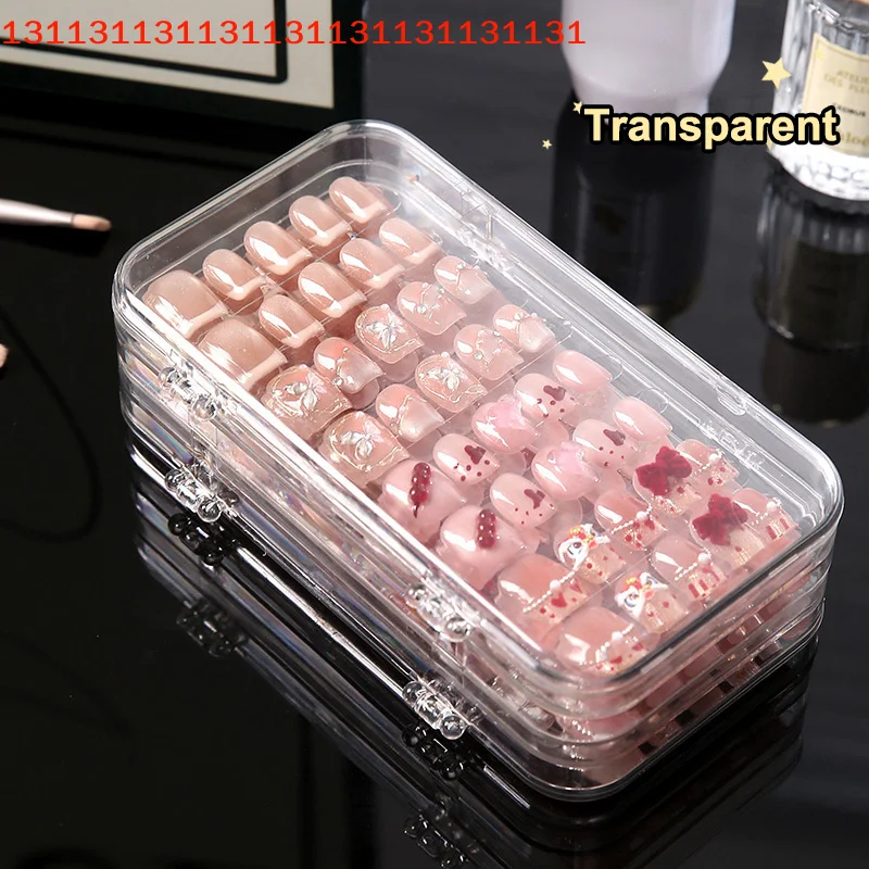 Three-Fold Press-On Nail Storage Boxes Transparent Plastic Nail Storage Box Press-On Nail Organizer For False Nails Display - view 4