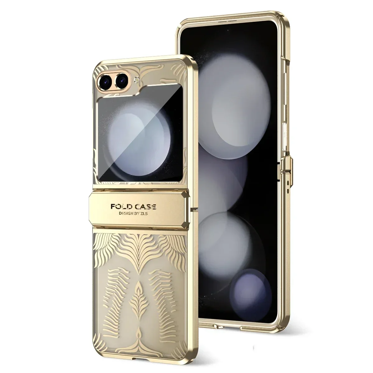 Artistic Pattern Electroplated Phone Case For Samsung Galaxy Z Flip 6 5 4 3 5G Hinge Plastic Back Cover K02