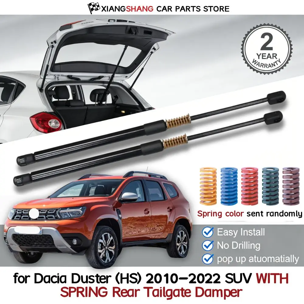 

2 шт. задних газовых амортизаторов с пружинным демпфером для Dacia Duster (HS) 2010-2022 SUV, с автоматическим открыванием и газовым наполнением