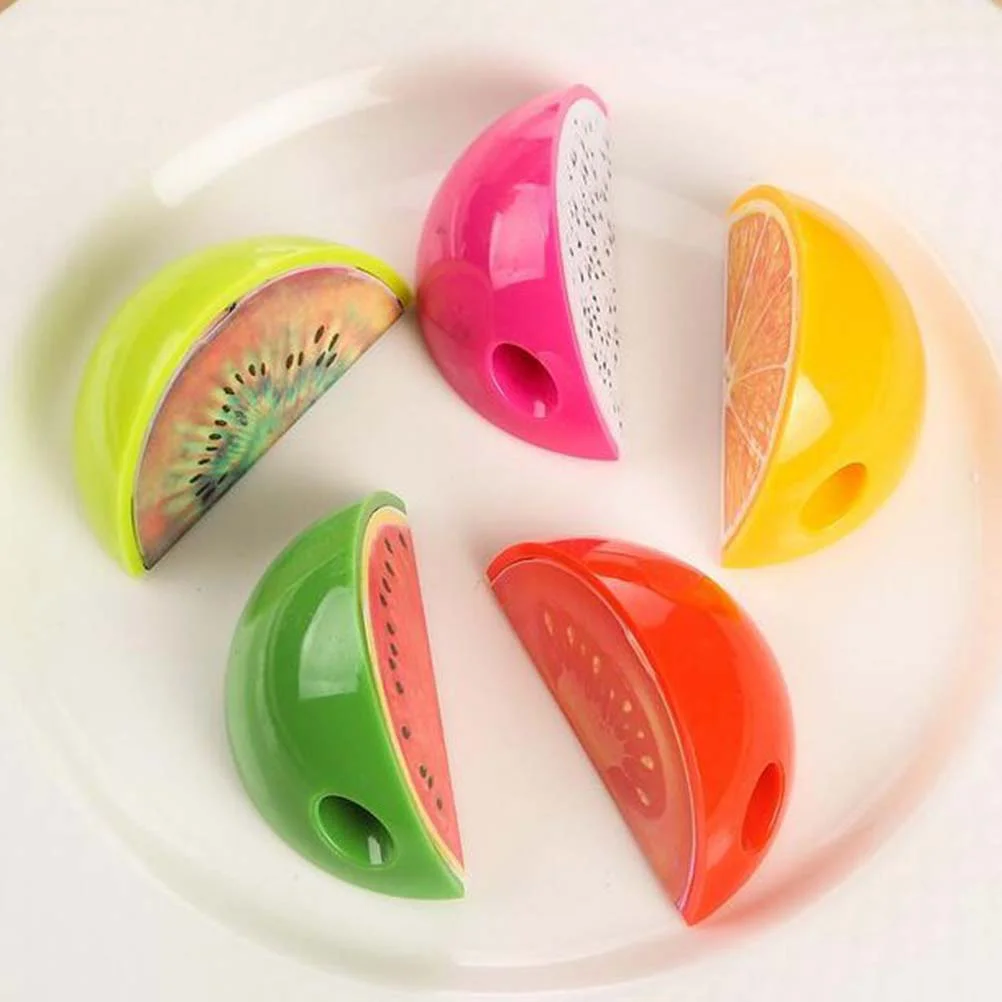 5 Pcs Pencil Chalk Sharpener School for Kids Creative Fruit Mechanical Stationery