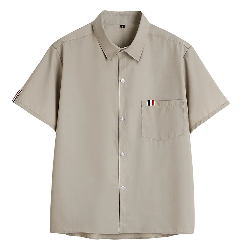 DK Uniform Shirt for Men,Japanese College Style Khaki Short Sleeve Top,Versatile School&Class Uniform for Students of All Ages