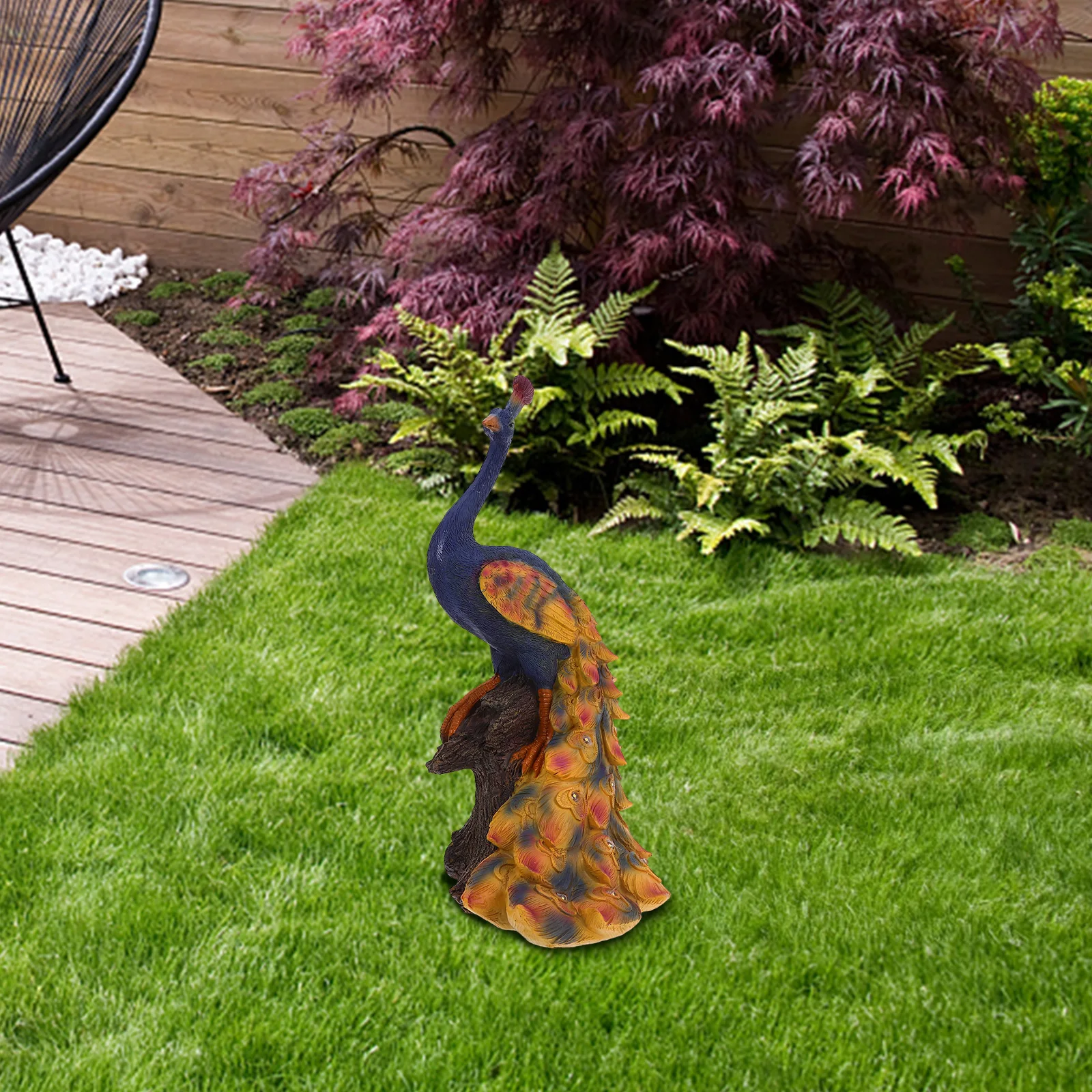 

Outdoor Lighted Peacock Solar Energy Sculpture Decoration Craft Ornaments Colorful Resin Garden Statue