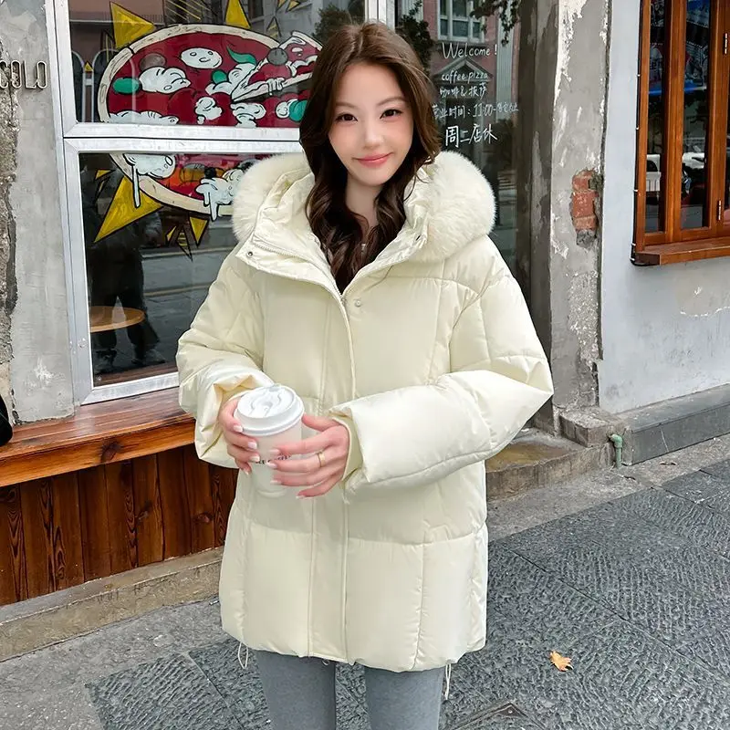 

Winter Fashion Women's Down Cotton Jacket Loose Hooded Casual Cotton Jacket