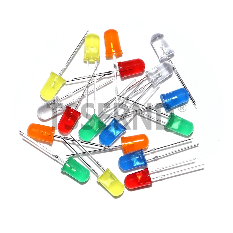 5mm Diffused LED Diode Kit Lamp Light Emitting Diode Bulb Indicator 5 mm Red White Blue Orange Green Yellow 3V DIY Set Assorted