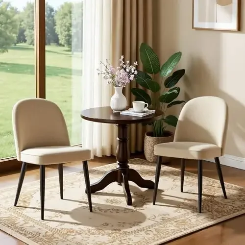 Upholstered Dining Chairs Set of 2, Comfortable Chenille Fabric Kitchen Chairs with High Back & Metal Legs, Modern