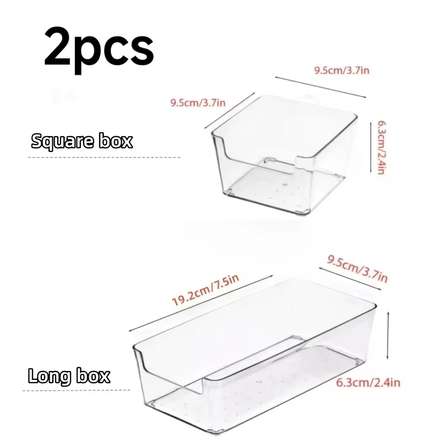 2Pcs Transparent Storage Boxes (1 Large +1 Small), Cosmetic Organizer for Lipsticks Makeup Brushes, Desktop Container for Watche