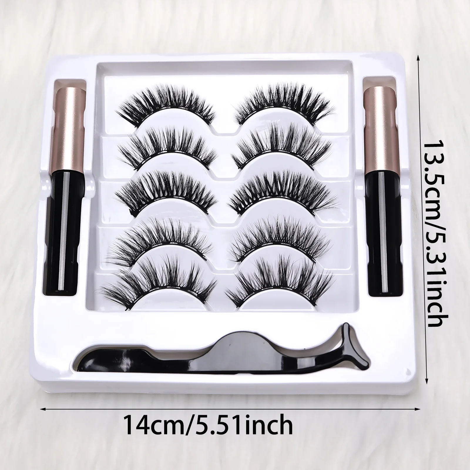 Sommer Wasserfestes Magnetisches Wimpernset 5 Paar Volle Streifen Dramatische Dicke Wimpern Mit Magnetischem Eyeliner Outdoor-Make-up – Detail 4