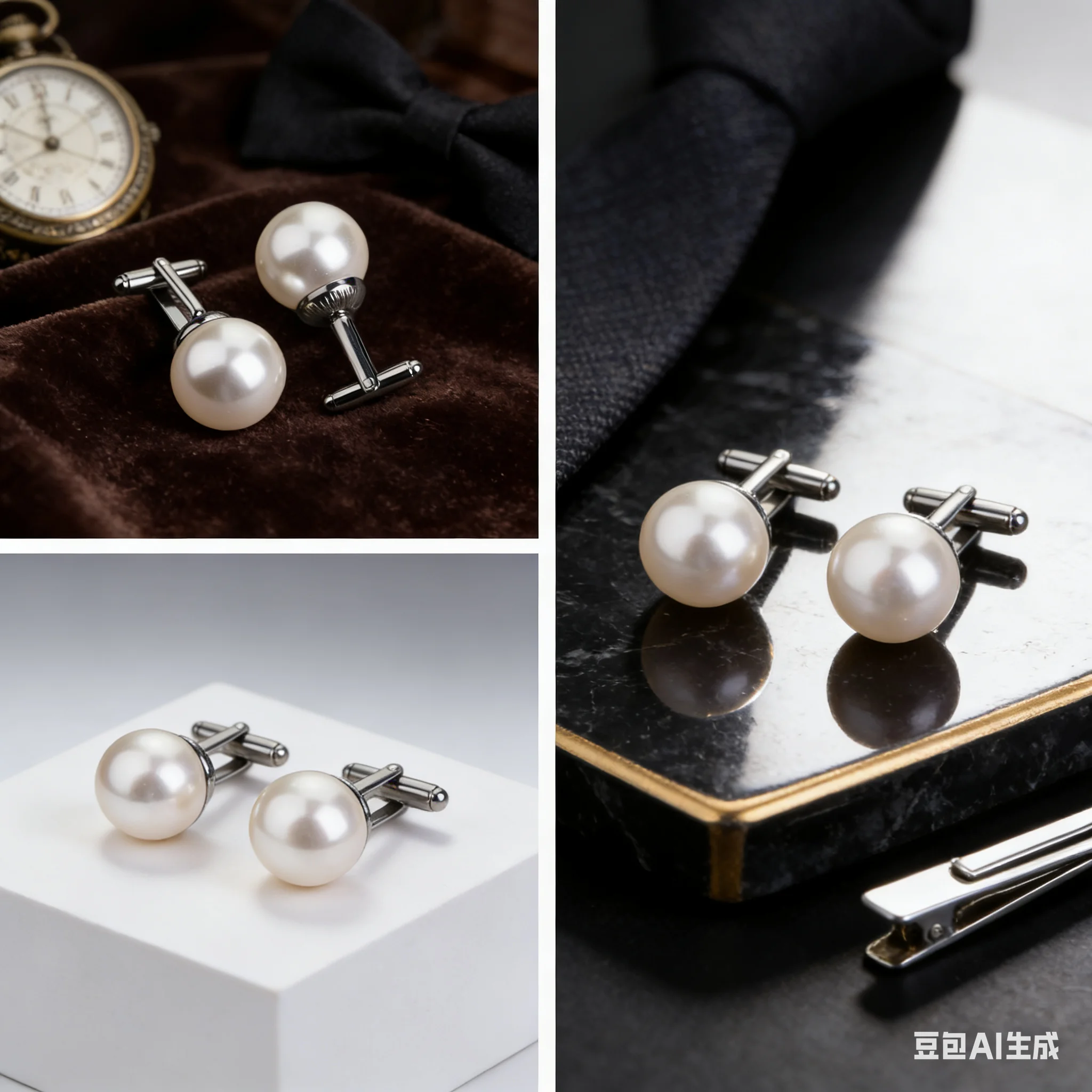 Luxury White Round Pearl Cufflinks for Men Elegant Wedding Business Shirt Cuff Buttons Premium Formal Dress Jewelry Accessories
