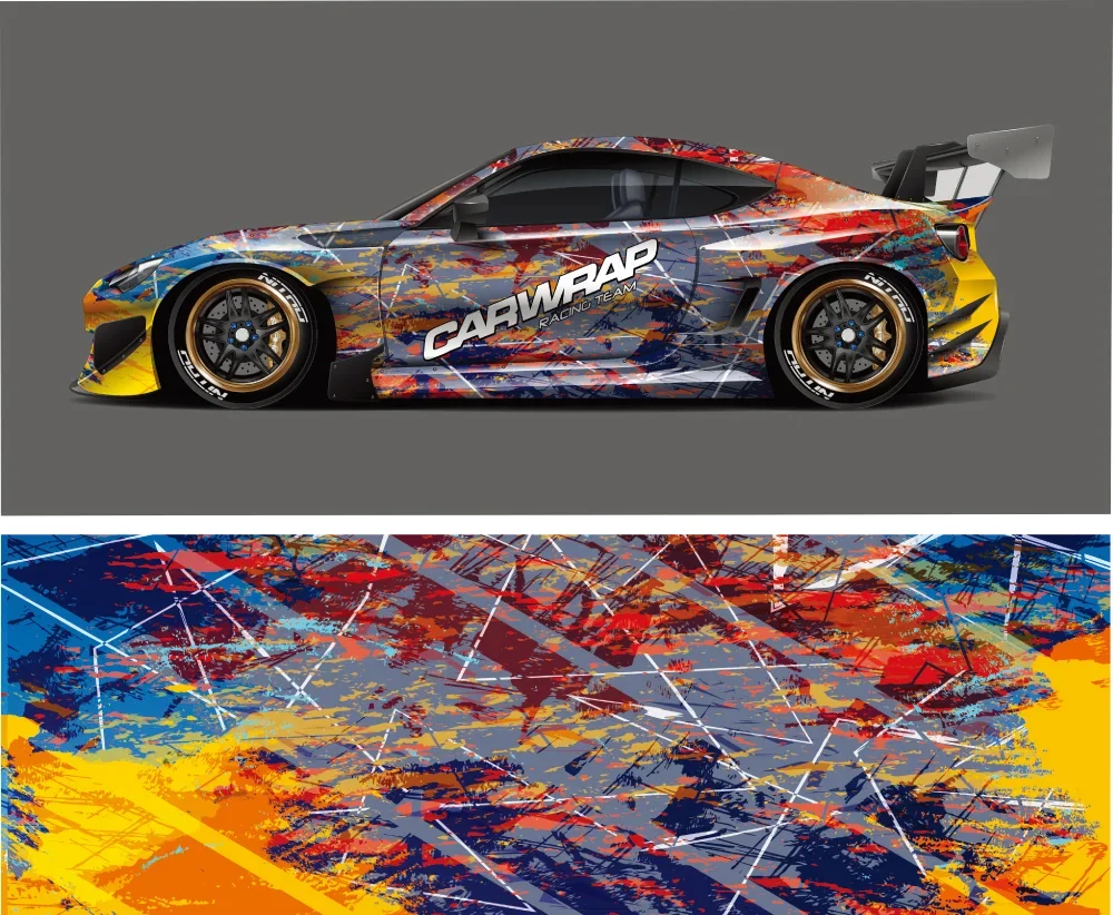 Artistic Pattern Racing Car Graphic Decal Full Body Vinyl Wrap Modern Design Vector Image Full Wrap Sticker Width 58cm