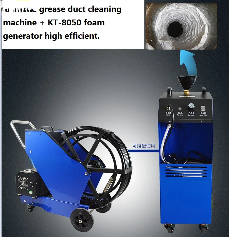 kitchen grease duct cleaning with shaft spray water and cleaning agent