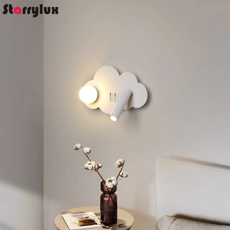 Cloud Wall Light Kids Room Bedside Lamp Modern Reading Eye Protection Nursery Decor Warm