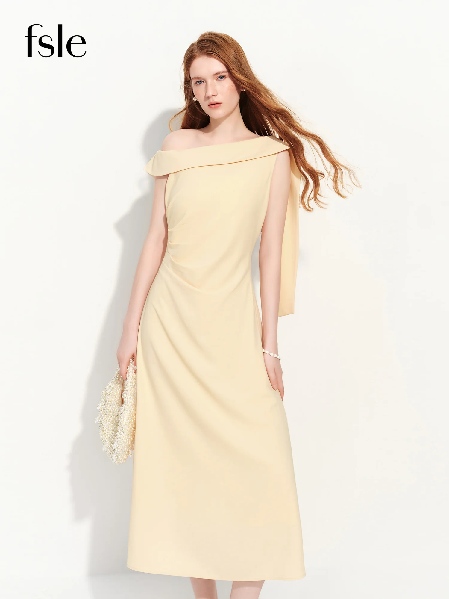 FSLE French-style Asymmetrical Lapel Ribbon Sleeveless Dress for Women New Summer Style 2026 Elegant Party Birthday Vestidos