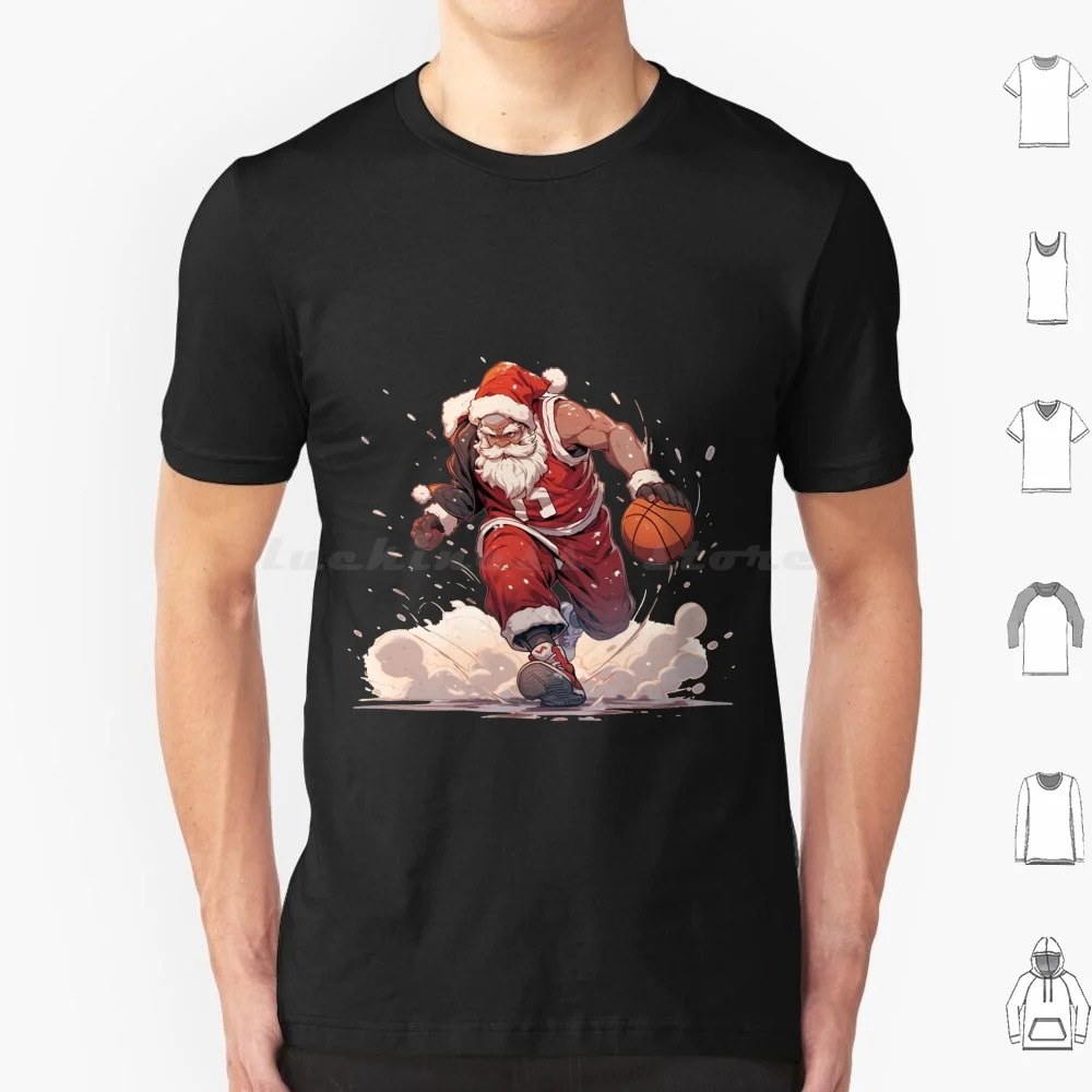 Santa'S Fastbreak T Shirt Big Size 100% Cotton Funny Funny Basketball Basketball Christmas Basketball Player Christmas