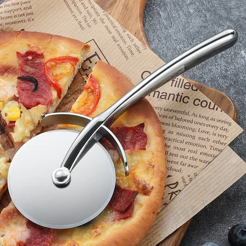 Zinc alloy single wheel pizza knife, round knife, zinc alloy handle, kitchen cooking tool, cake slicer