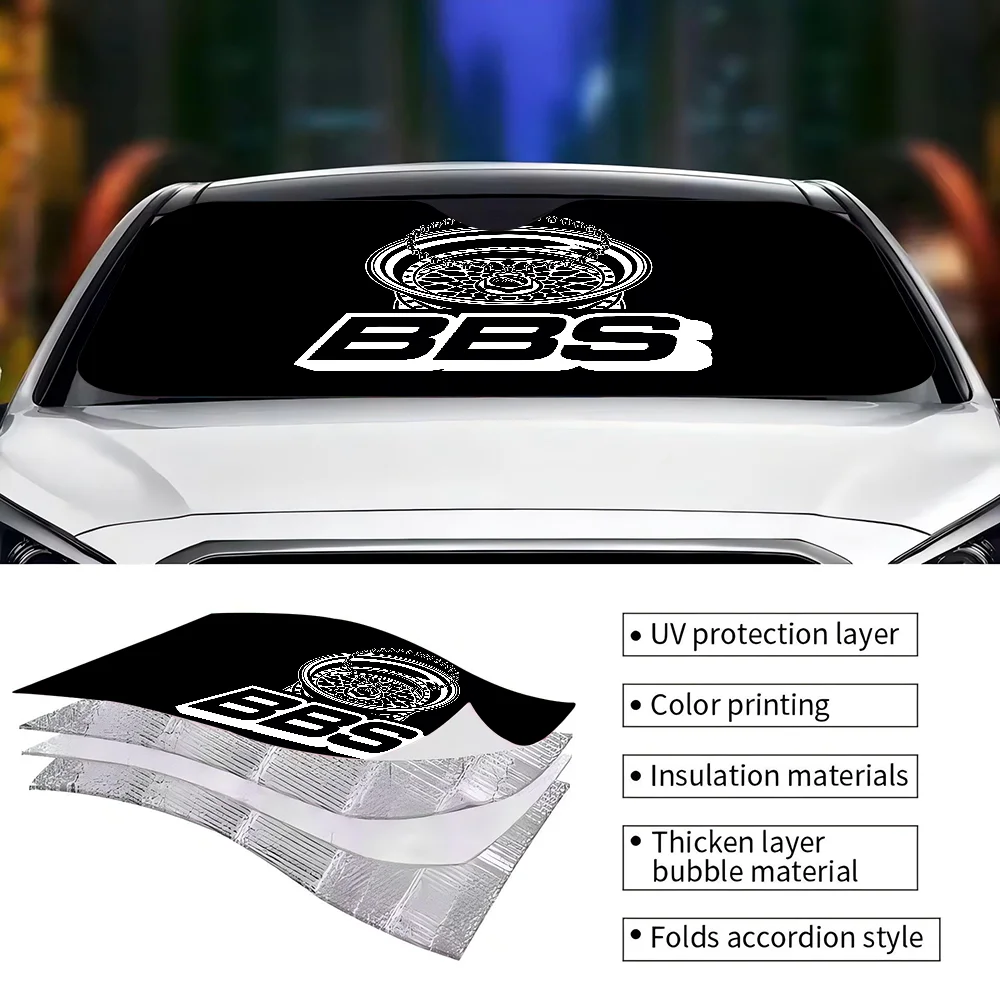 BBS Car Window Sun Shade Windshield Anti-UV Protection Front Rear Windshield Block Cover Visor Accessories